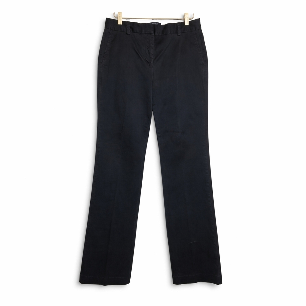 Lands’ End Black Cotton Chino Pants Women’s Sz 2 Straight Leg Work Office